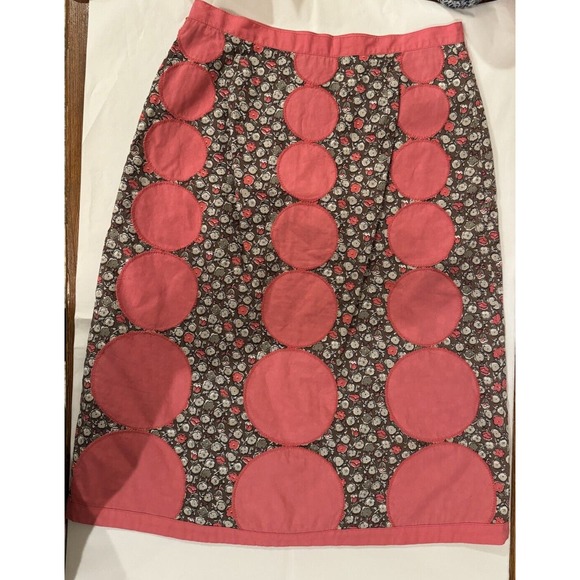 Boden Dresses & Skirts - Boden Womens US 2 Cotton Skirt Pink Brown Pattern A-line Polka Dot Spring Cotton